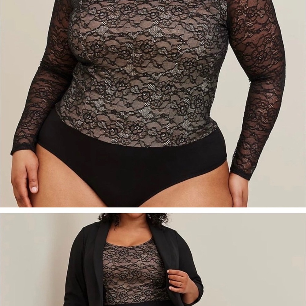 Black Lace Long Sleeve Bodysuit